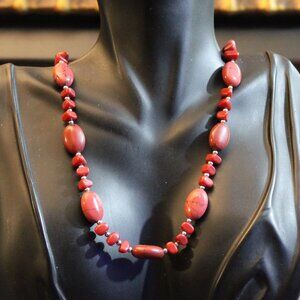 Red Stone Beaded Necklace